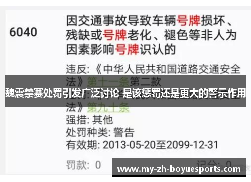 魏震禁赛处罚引发广泛讨论 是该惩罚还是更大的警示作用